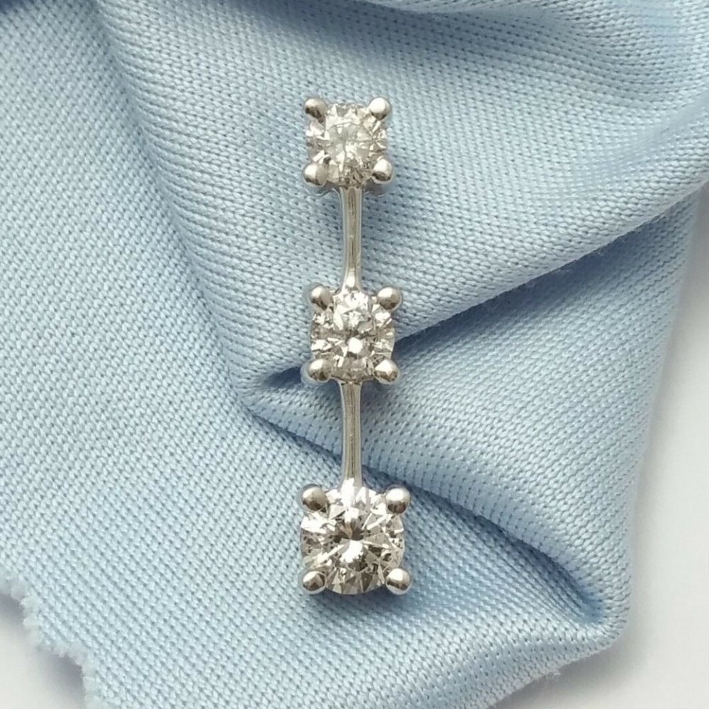 Beautiful 14K Karat Solid White Gold Designer Charm With Diamonds - Nice!